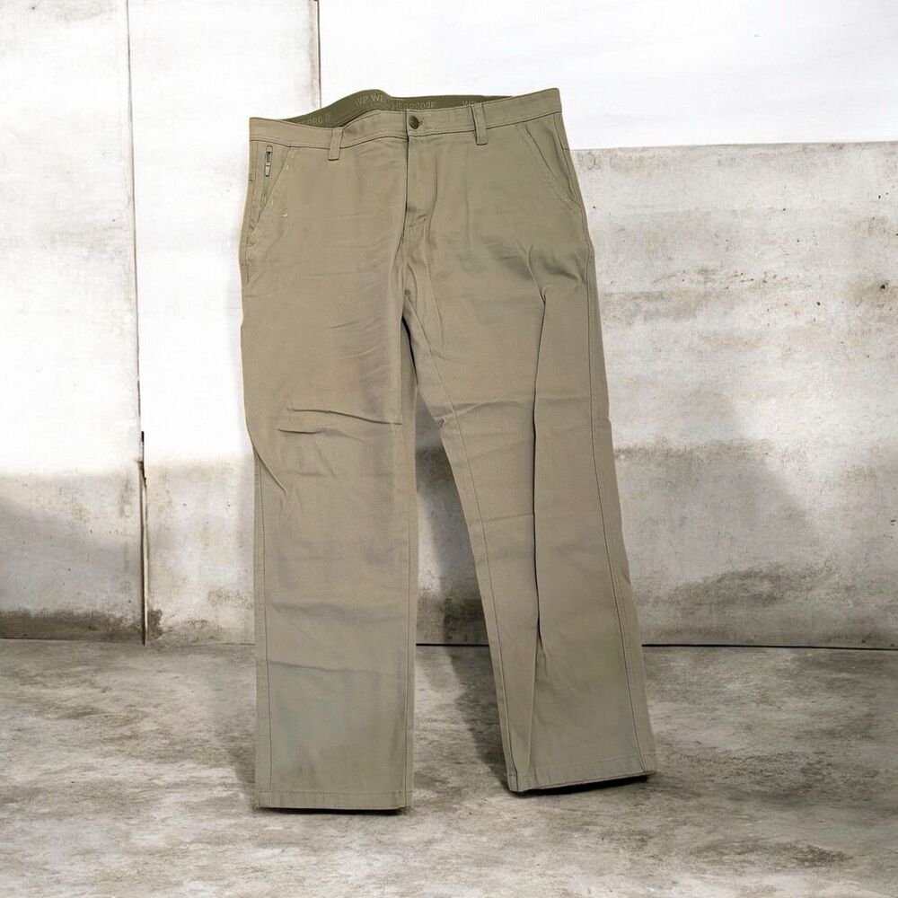 Weatherproof Men's Khaki Cotton Stretch Twill Flat Front Straight Pants 38x32
